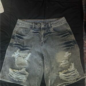 SHEIN Distressed Jean Shorts - Black